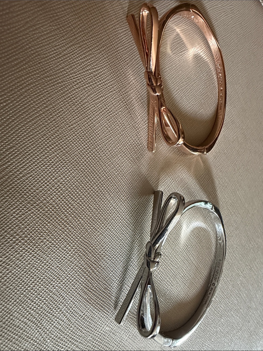 kate spade Bow Knot Bangle Bracelet in Rose Gold and Silver